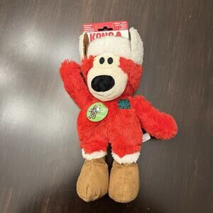 NWT KONG Wild Knots Bear Red Sm/Md Squeaky Plush Dog Toy 8.5"
